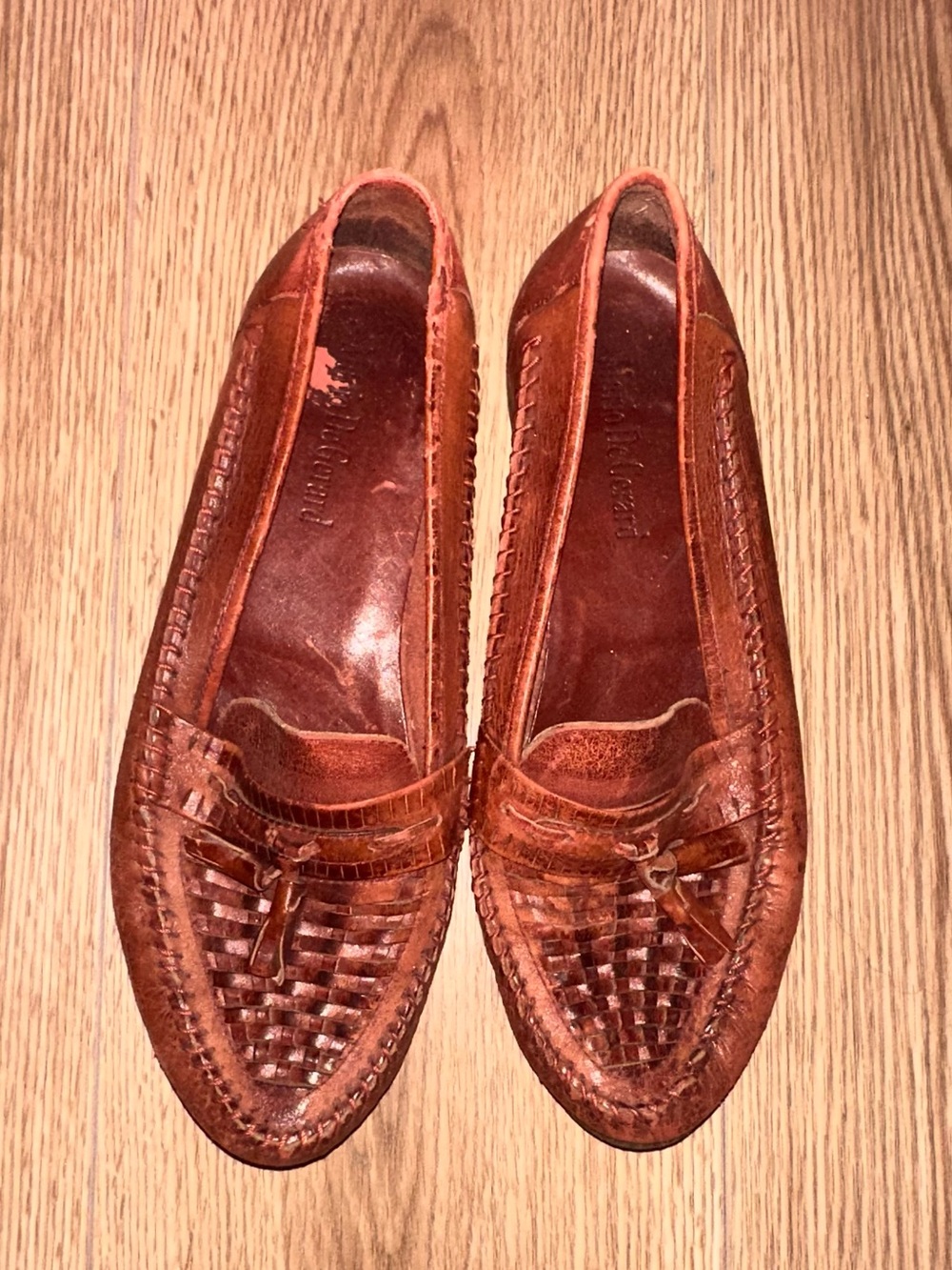 Mario DeGerard Leather Woven Penny Loafers - Brown